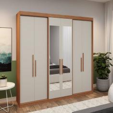 Guarda Roupa Casal 6 Portas Lugano com Espelho Carvalho/Off White