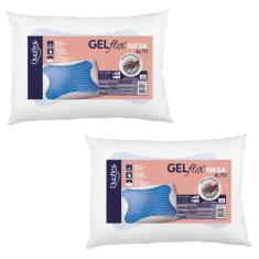 Kit 2 Travesseiros Gelflex NASA Alto P/ Dormir de Lado e Costas - Duof
