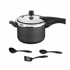 Panela de Pressão 4,5L Alumínio Antiaderente Grafite + 3 Utensílios - 