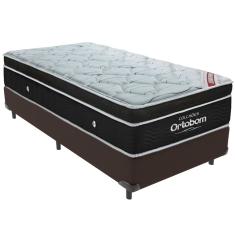 Cama Box Marrom e Colchão Elegant Molas Ensacadas Solteiro Ortobom