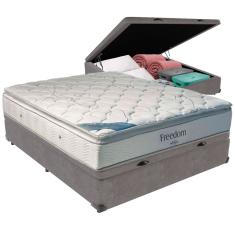 Cama Box Baú e Colchão Freedom Molas Ensacadas Casal Ortobom