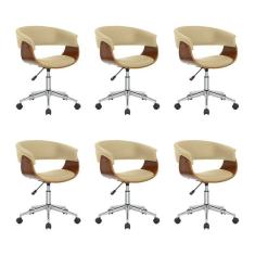 Kit 6 Cadeiras para Escritório Diretor Giratória Regulável Turim Nude