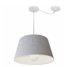 Lustre Pendente Cone Com Desvio De Centro Vivare Md-4273 Cúpula Em Tecido 30x40cm - Bivolt Rustico-cinza 127/220v