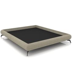 Cama Casal Queen Pés De Ferro Estilo Industrial 176cm Otto P05 Linho Bege