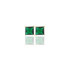 Brinco Cristal Verde Folheado A Ouro 18K