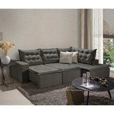 Sofá de Canto 5 Lugares Vitoria 270cm Retrátil e Reclinável com Tecido Veludo Nobre Sofatec