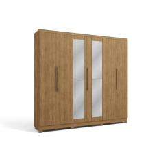 Guarda Roupa Casal 6 Portas e 4 Gavetas c/ Espelho e Pés H555 Freijó - Kappesberg