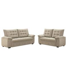 Conjunto de Sofá 2 e 3 Lugares Bertioga Veludo Capuccino Luizzi, Cappu