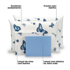 Lençol King 4 Pçs Estampado Percal 180 Fios Bainha - Bem Me Quer Enxov