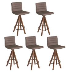 Kit 5 Banquetas Gourmet Giratoria Julia Marrom