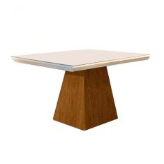 Mesa P- Cozinha Luna C- Tampo 120x80cm Flex Madeirado Vidro Canto Curvo - Imbuia-ripado 3d-off White - Rufato