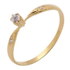 Anel de Ouro 18k Solitaire com 3 Diamantes - Meu Anel, 15