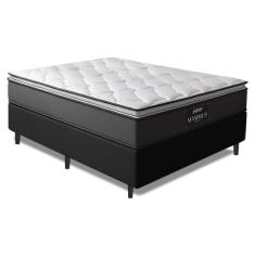 Cama Box Casal King Gazin Colchão Molas Ensacadas Pillow Top Maximus 193x203x62cm Cinza/Preto