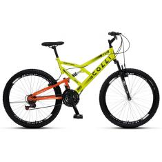Bicicleta Aro 26 Dupla Suspensao 21M 36R Cor Exclusiva Lojas Presidente Laranja Neon/Amarelo Neon  Colli