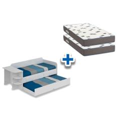 Sofá Cama Cimol Helena + 2 Colchões Ortobom Branco