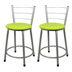 Banquetas Baixa Para Cozinha Cinza 2Un Assento Verde