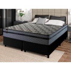 Conjunto Cama Box c/ Molas Ensacadas Montreal Cinza Queen 158x198x64