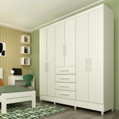 Guarda Roupa Casal 6 Portas 4 Gavetas Arizona Neve
