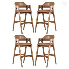 Kit 4 Banquetas Alta para Bancada Lua Madeira Imbuia Impermeável Caramelo L85 RMI