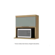 Armário de Cozinha Modulado Marquesa c/ 1 Porta c/ nicho para Microondas 80cm Nature/Verde - Nesher