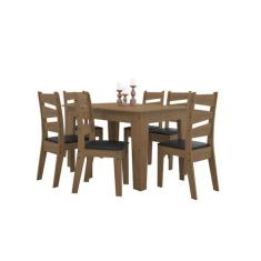 CONJUNTO SALA DE JANTAR ITALIA 1,35 COM 6 CADEIRAS Cedro 11C - MÓVEISM
