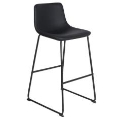 Banqueta Alta Estofada Industrial Vintage Preto