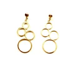Brinco Circulos Folheado A Ouro