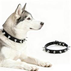 Coleira pontiaguda para cães grandes, rebite de cogumelos de couro sintético macio, coleira de gato cravejada, 2,5 cm de largura ajustável para filhotes de raças grandes e grandes animais de estimação