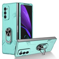 Estojo de anel de metal antiderrapante para Samsung Galaxy Z Fold 4 2 5G Fold4 Fold2 Fold3 Fold 3 Capas confortáveis para celular, azul celeste, para Galaxy Z Fold 3