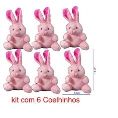 kit c 6 Coelhinhos de Pelucia Rosa Coelho da Páscoa  Pascoa
