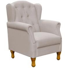 Poltrona Decorativa Para Sala De Estar Yara P02 Linho - Lyam Decor Linho Bege