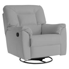 Poltrona Reclinável Giratória com Balanço Couro