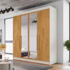 Guarda Roupa Casal Espelho 4 Portas 3 Gavetas Nantes Móveis Europa, Of