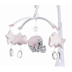 Móbile para berço musical e giratório Elefantinho Rosa - Sleepbaby Mób