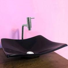 Cuba Retangular Folha Preta Com Torneira e Valvula Cromada  - ALADDIN