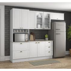 Cozinha Compacta Americana 4 Peças 6 Portas 5 Gavetas Com Torre Quente Henn Branco Hp