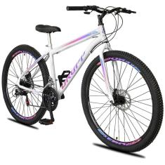 Bicicleta Aro 29 Dropp Sport Aero Aço Carbono 21 Vel Marchas Freio A Disco - Branco e Azul