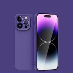 Capa macia de silicone líquido de luxo para iPhone 14 Plus 13 12 11 Pro Max Proteção de câmera à prova de choque capa de TPU de cor sólida, roxo escuro, para iPhone 13