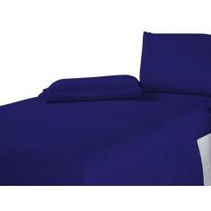 Lençol casal avulso com elástico inteiro em volta capricho luxo -Azul 