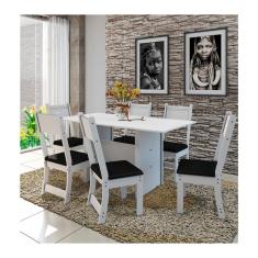 Mesa De Jantar Indekes Pequi Com 6 Cadeiras Branco