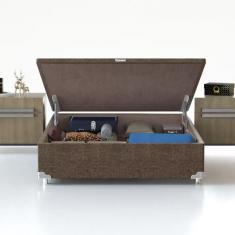 Base Box Para Colchão De Casal Com Baú Universal Probel Marrom