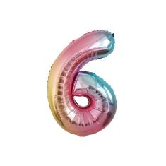 Balão Metalizado Degradê Número 6 - 40cm