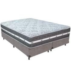 Cama Box Cinza E Colchão Black Graphite Molas Ensacadas King 193x203x3