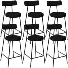 Kit 06 Banquetas Baixa Para Cozinha Sala De Jantar Bancada Milão L02 L