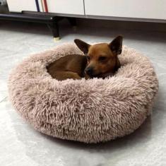 KAIJIE Cama ortopédica para cães, confortável, cama redonda para cães e filhos, ultramacia, lavável, para cães e gatos, cama de pelúcia fofa para gatos com diâmetro de 70 cm
