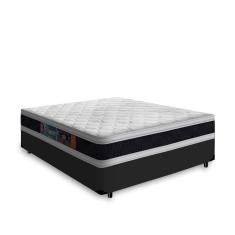 Cama Box Casal + Colchão De Espuma D45 Castor Black White Double Face 138x188x62cm