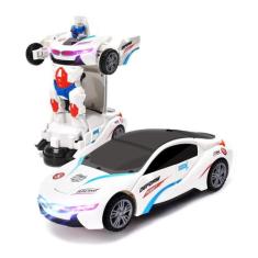 Carro Vira Robo Som Luz Carrinho Brinquedo Menino - Branco - Sp All