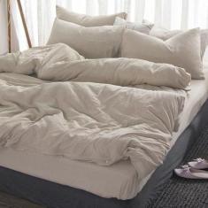 Jogo De Cama Bege Casal Padrão 4 Peças Com Edredom 240X240Cm - Casa Da