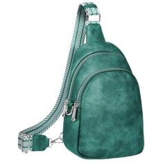 Vantamo Bolsas transversais para mulheres: Bolsa tiracolo de couro vegano com bloqueio de RFID com clipe antifurto - Estilo seguro para todos os dias - Verde profundo - Alça Jacquard, Verde profundo -