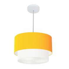 Lustres Pendentes Duplo Cilíndrico Vivare Md-4350 Cúpula em Tecido 45x40cm - Bivolt